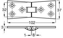 Counterflap Hinge 102x32/37mm Brass SC - Satin Chrome