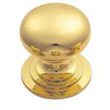 51mm Victorian Cupboard Knob (One Piece With Fixed Rose) PB